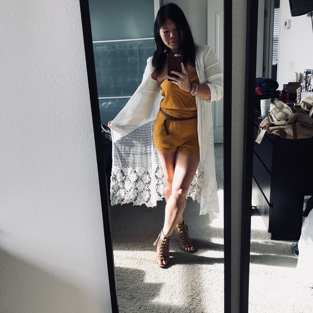 Long White Floral Kimono